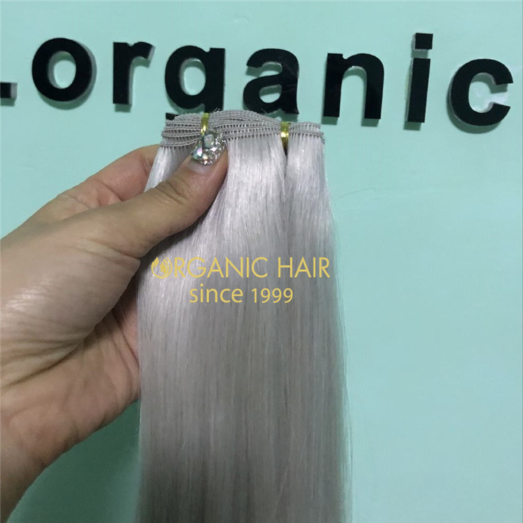 Human full cuticle Ash blonde color hand tied wefts X226